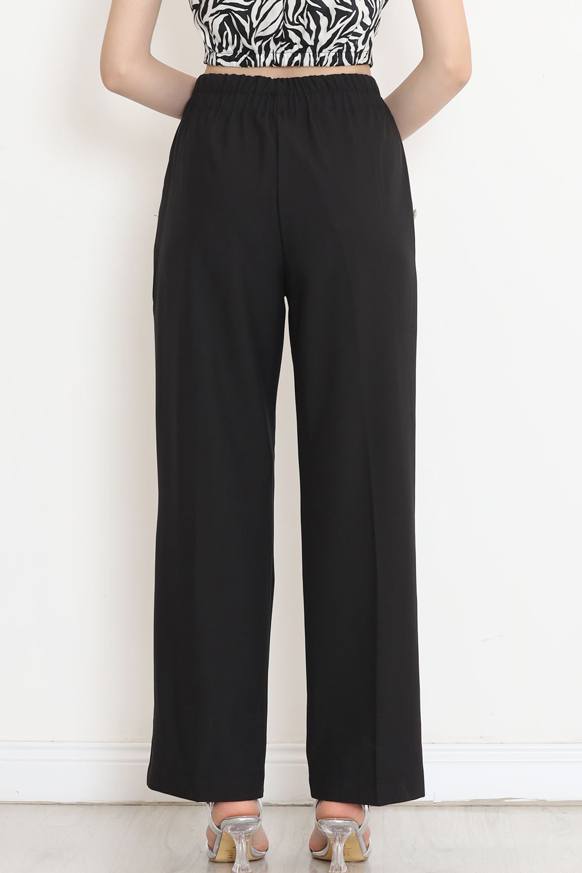 Button Detailed Palazzo Pants Black - 20742.683.