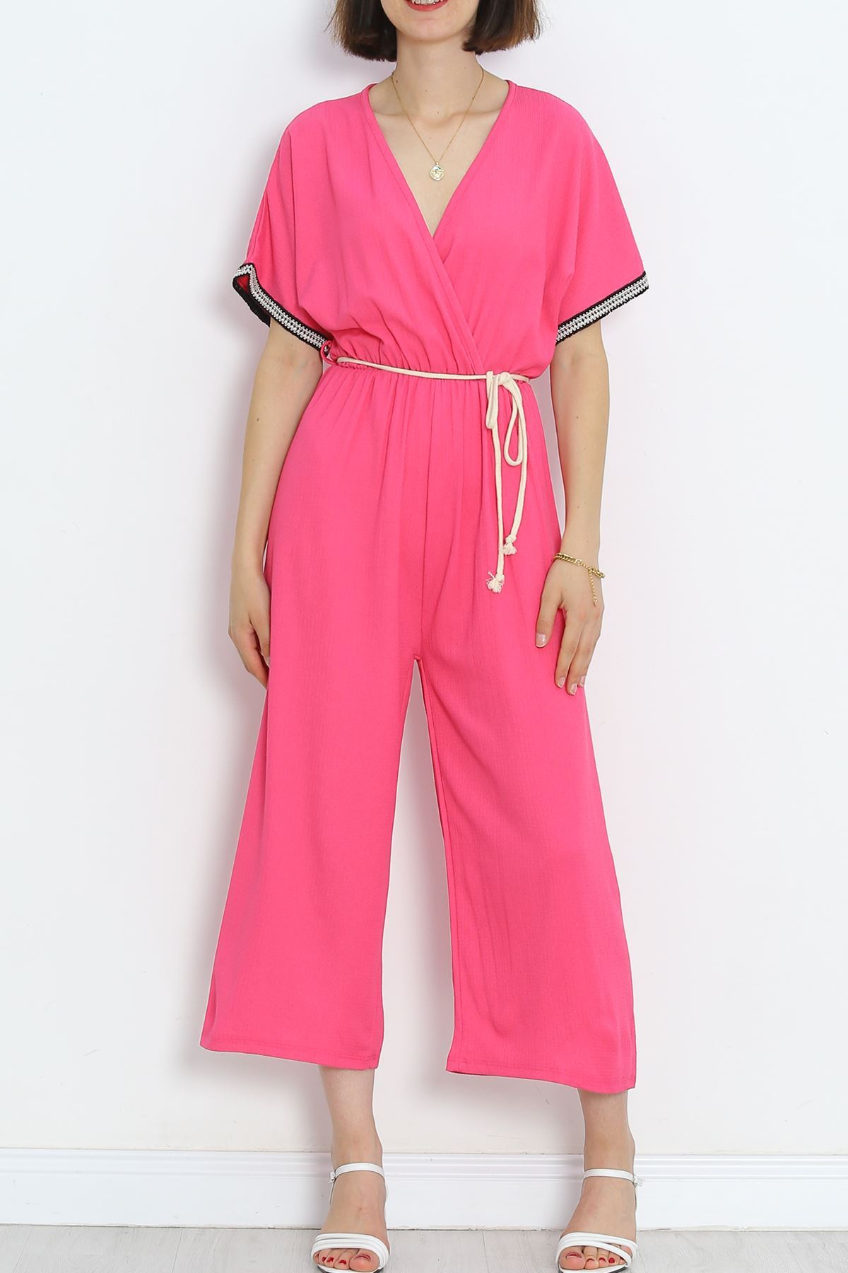 Knit Belt Burumcük Jumpsuit Fuchsia - 10007.1567.