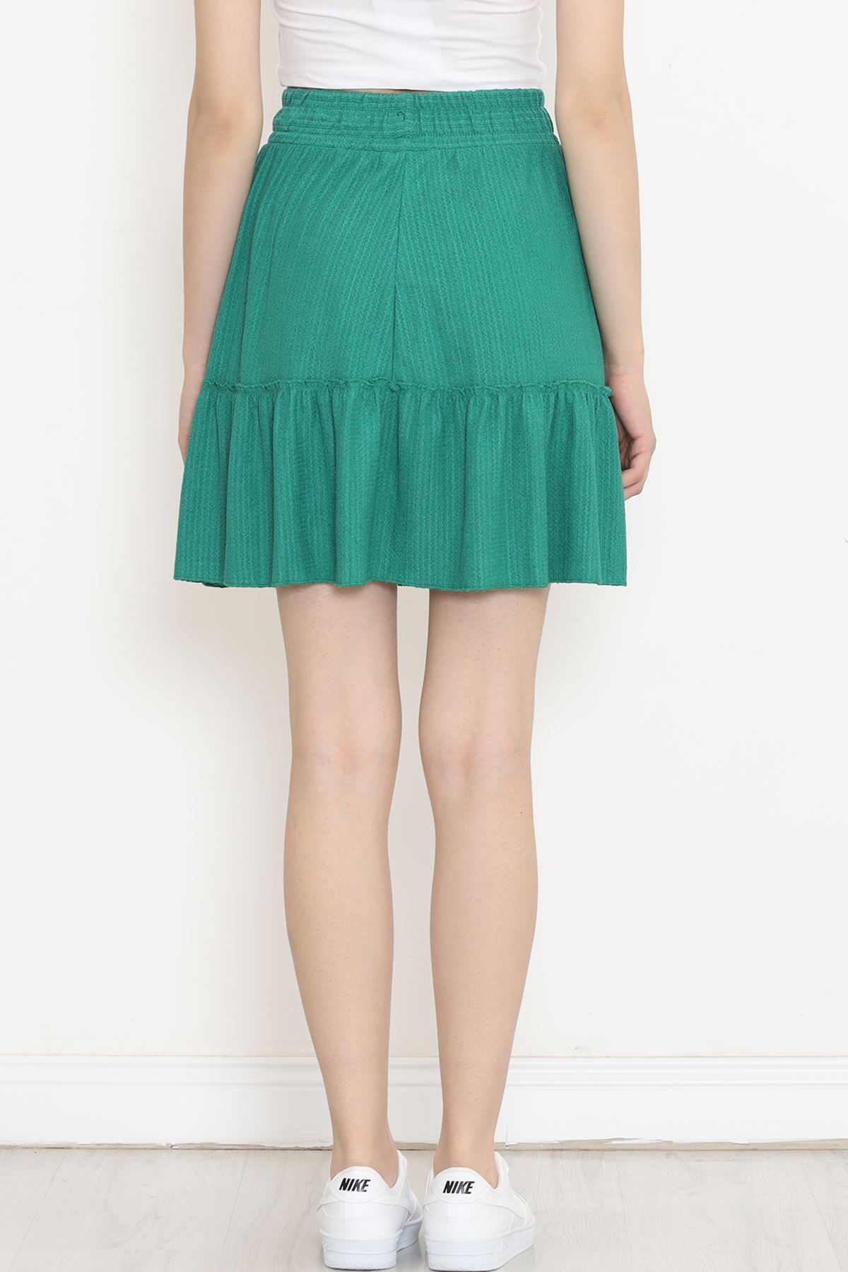 Pleated Ruffled Flared Skirt Green - 16559.631.