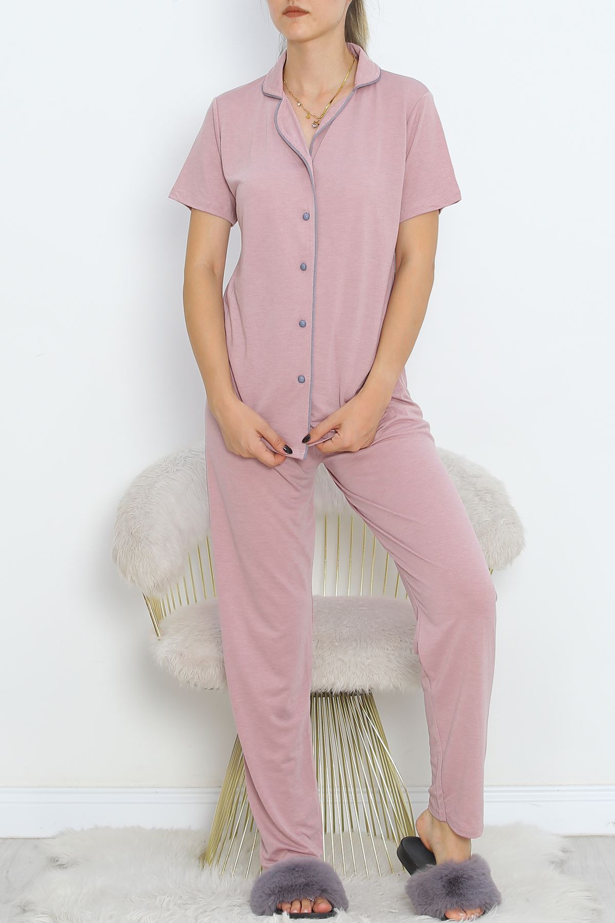 Short Sleeve Polyviscose Suit Rose - 707.1287.