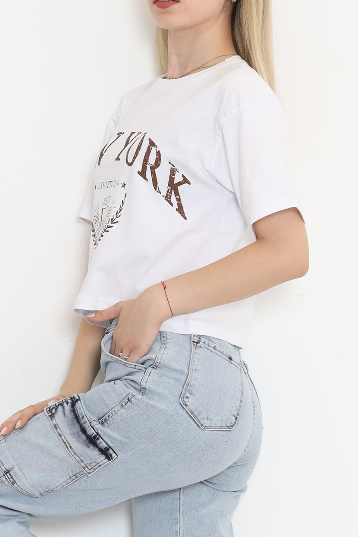 Printed Crop T-shirt White - 16471.1567.