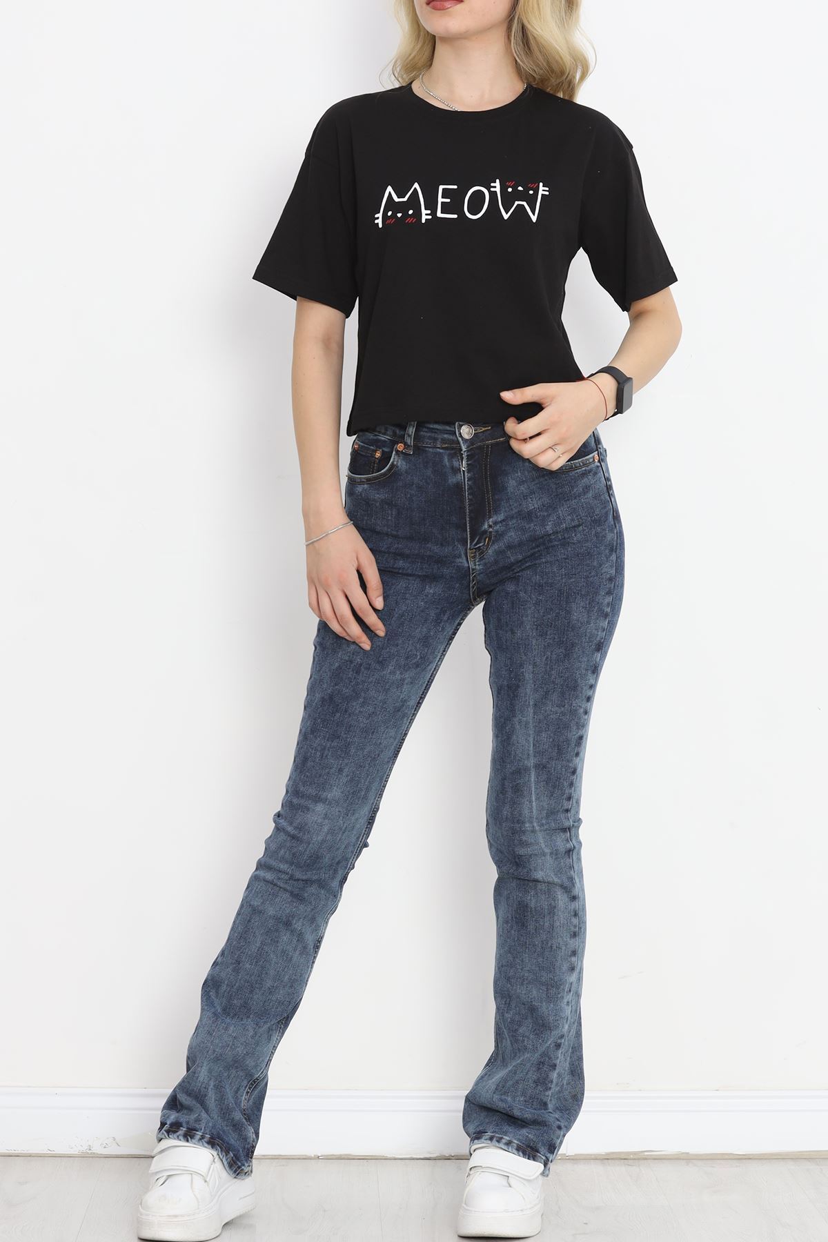 Printed Crop T-shirt Black - 16475.1567.