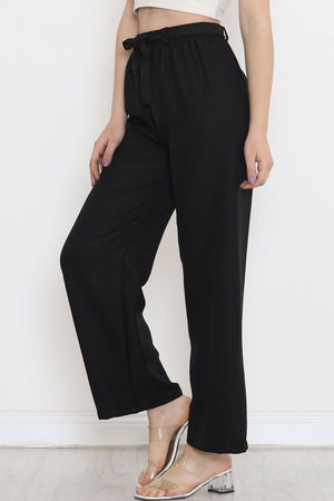 Waist Belted Linen Pants Black - 15265.1726.