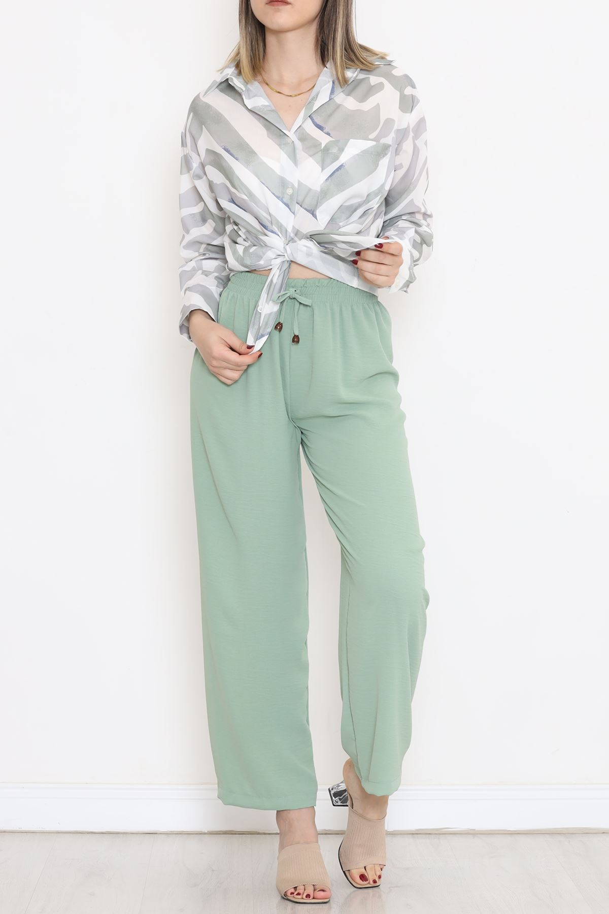 Voile Patterned Shirt Mint - 989.1247.