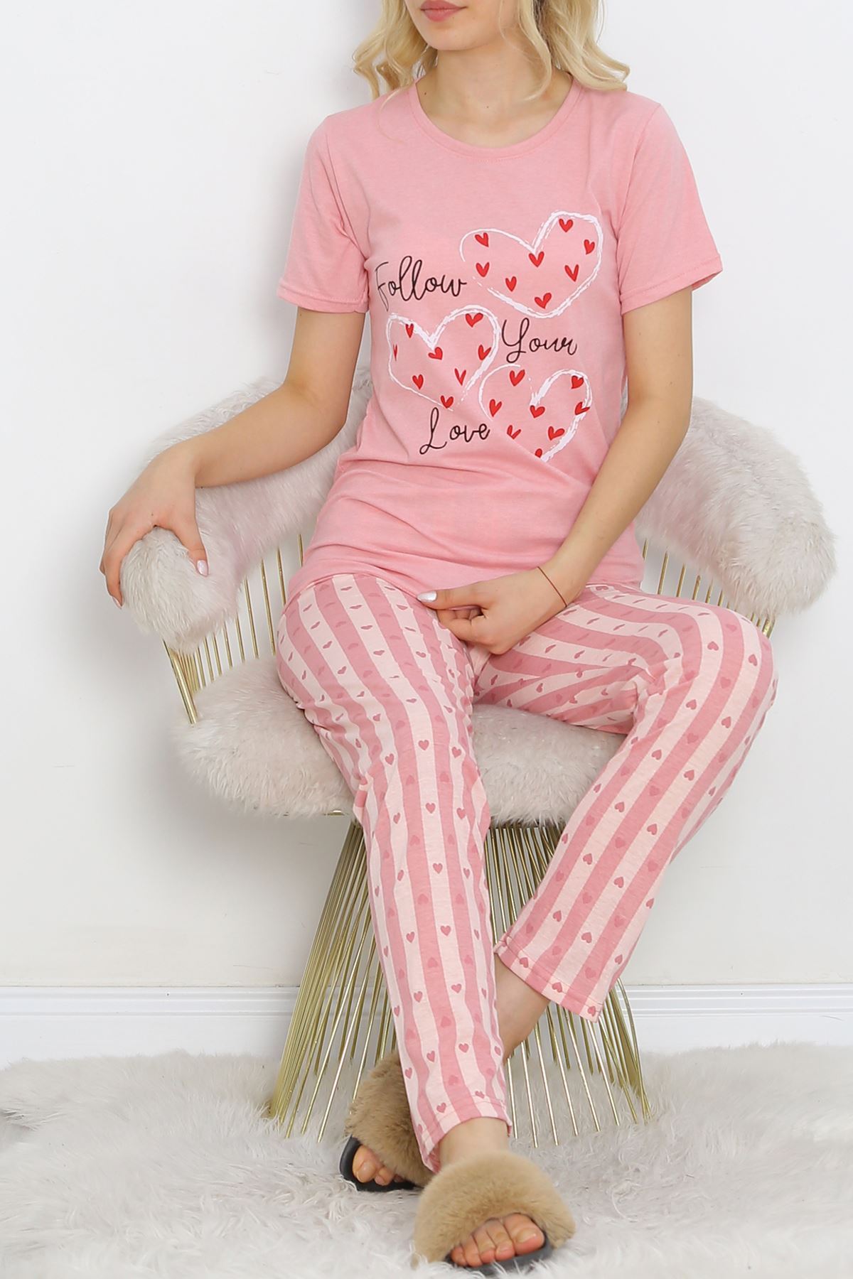 Patterned Pajama Set Pink - 18735.1567.