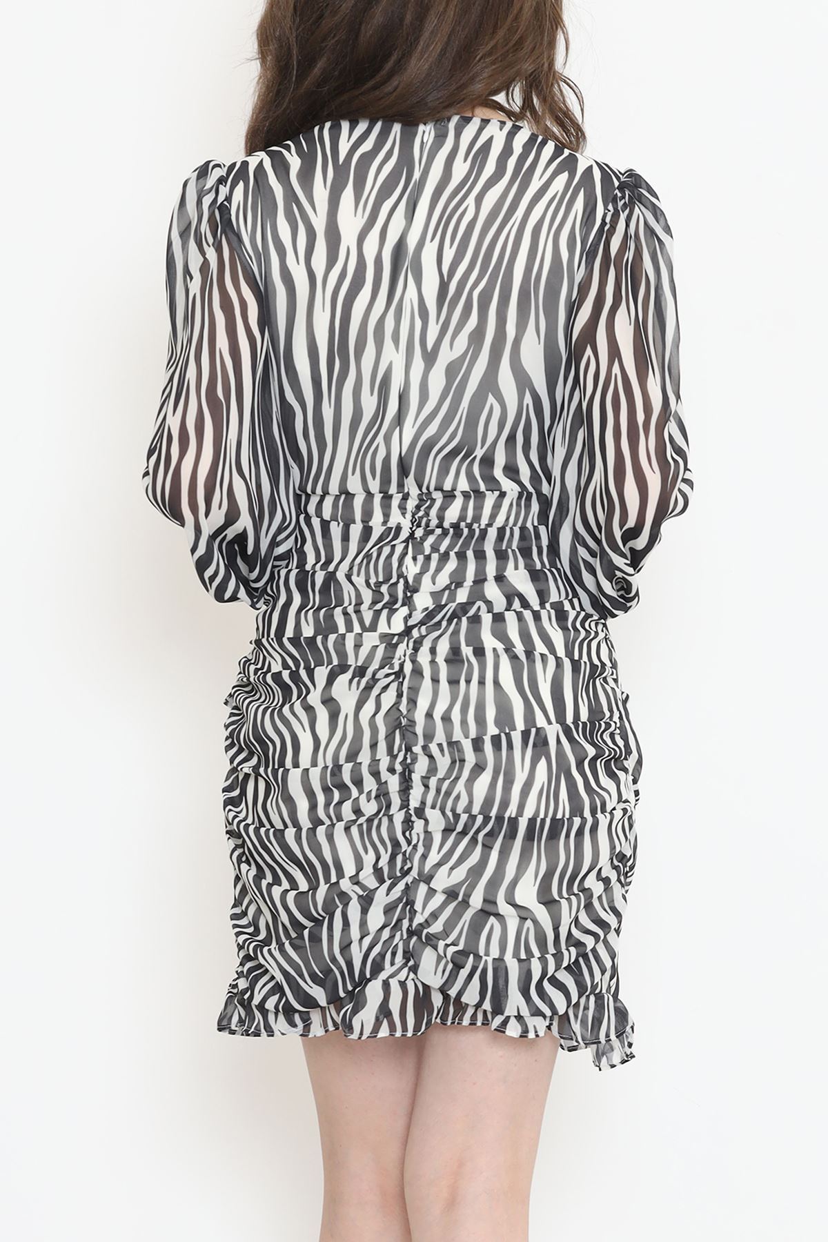 Double-breasted Chiffon Dress Zebra - 17884.1247.