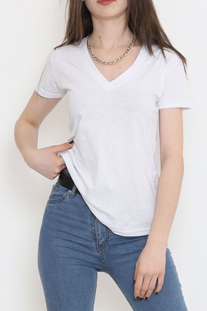 Single Jersey V-Neck T-Shirt White - 4001.1567.