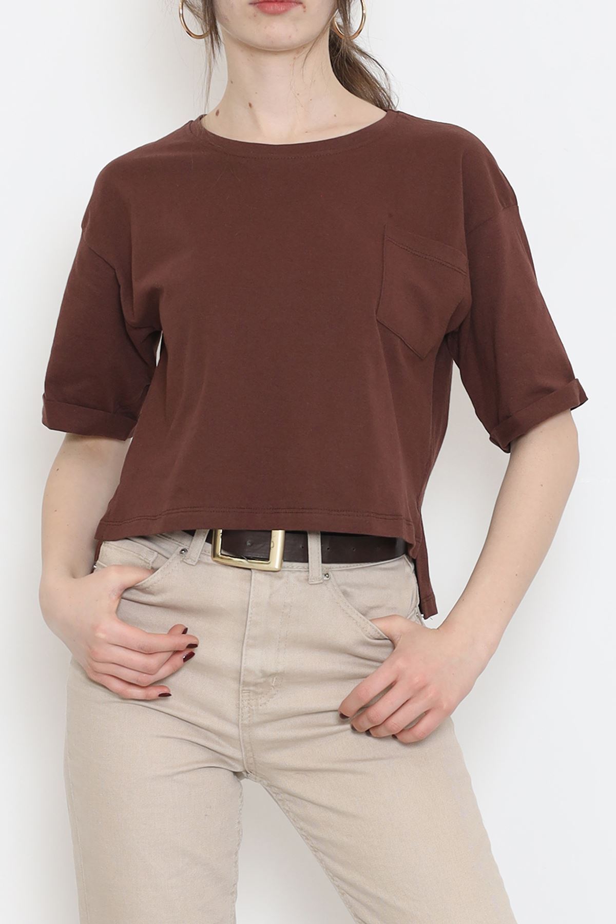 Crew Neck Pocket T-Shirt Coffee - 16563.1567.