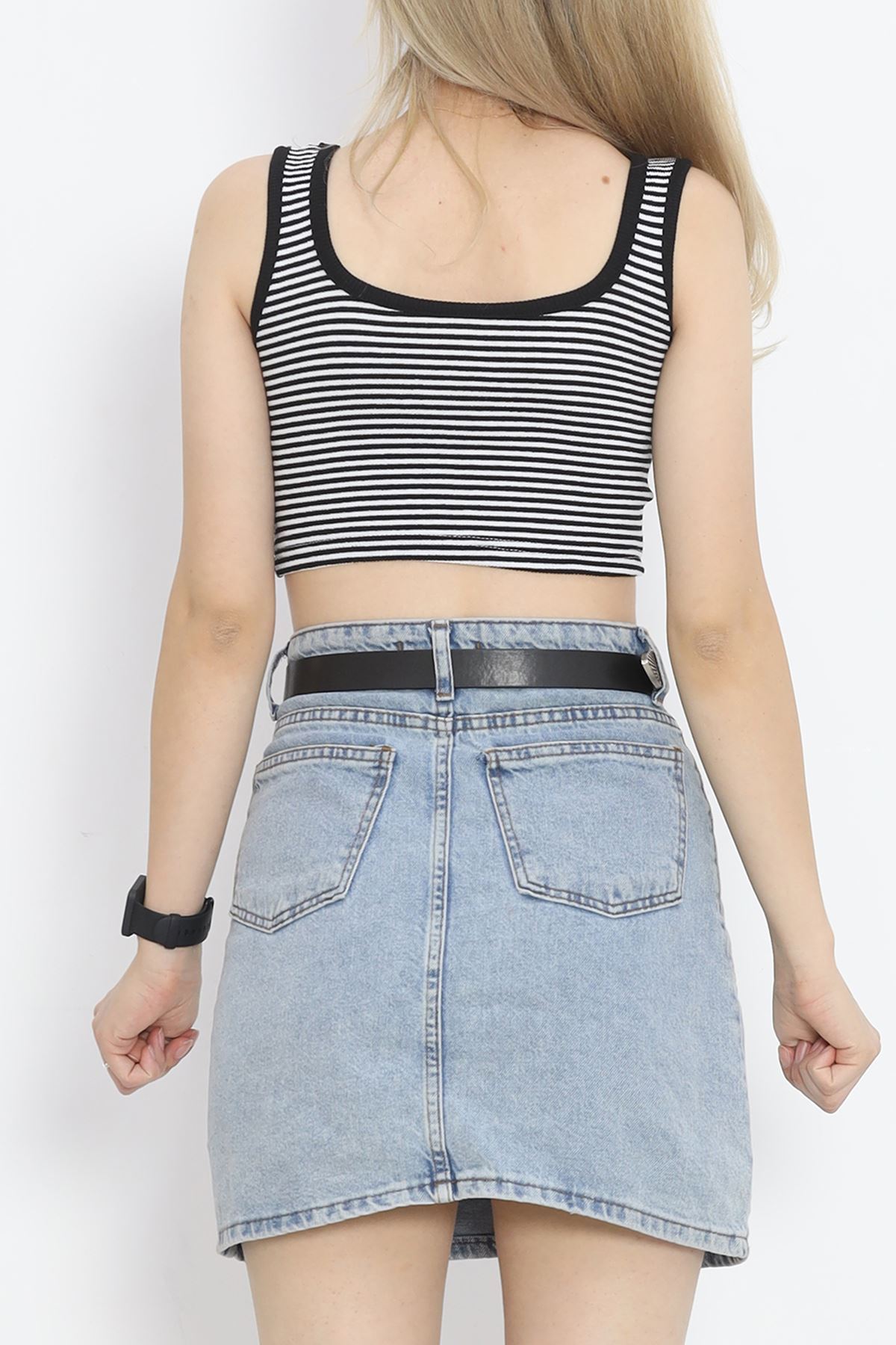 Thick Strap Crop Tank Black and White - 17398.1723.