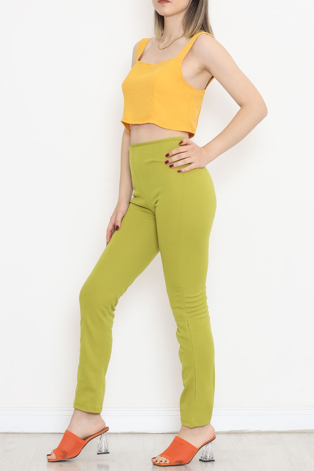 Side Zipper Pants Oil Green - 18412.631.