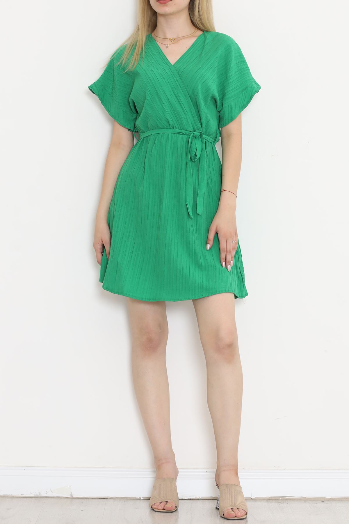 Double-breasted Collar Dress Green1 - 17368.701.