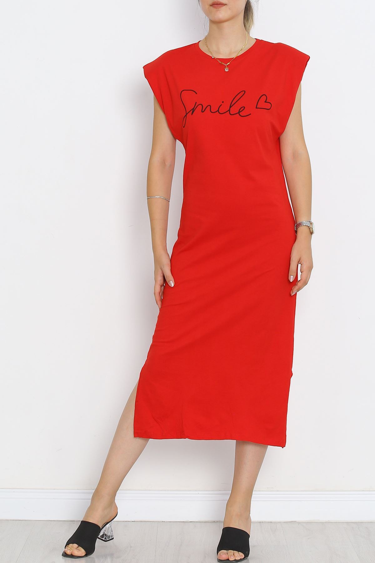 Wadded Single Jersey Dress Red - 15870.1567.