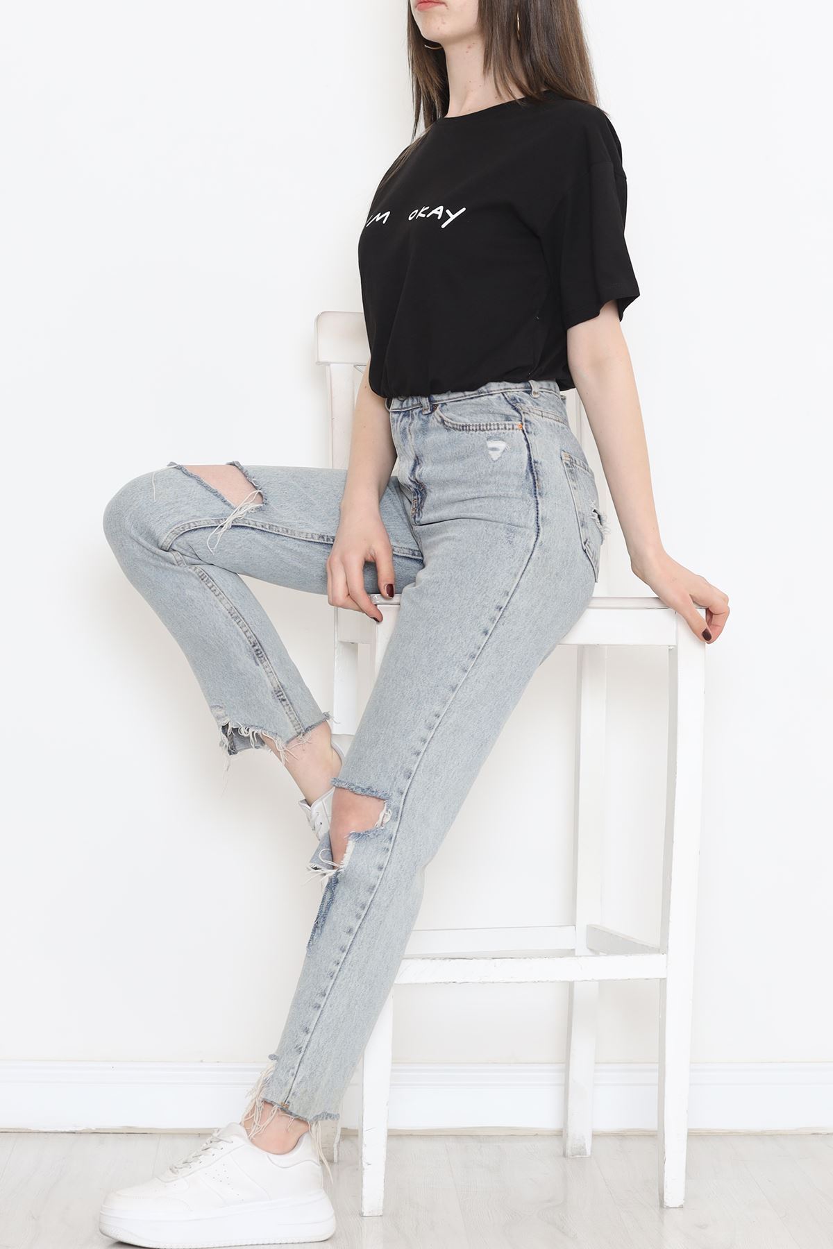 Crop T-shirt with Elastic Waistband Black - 16550.1567.