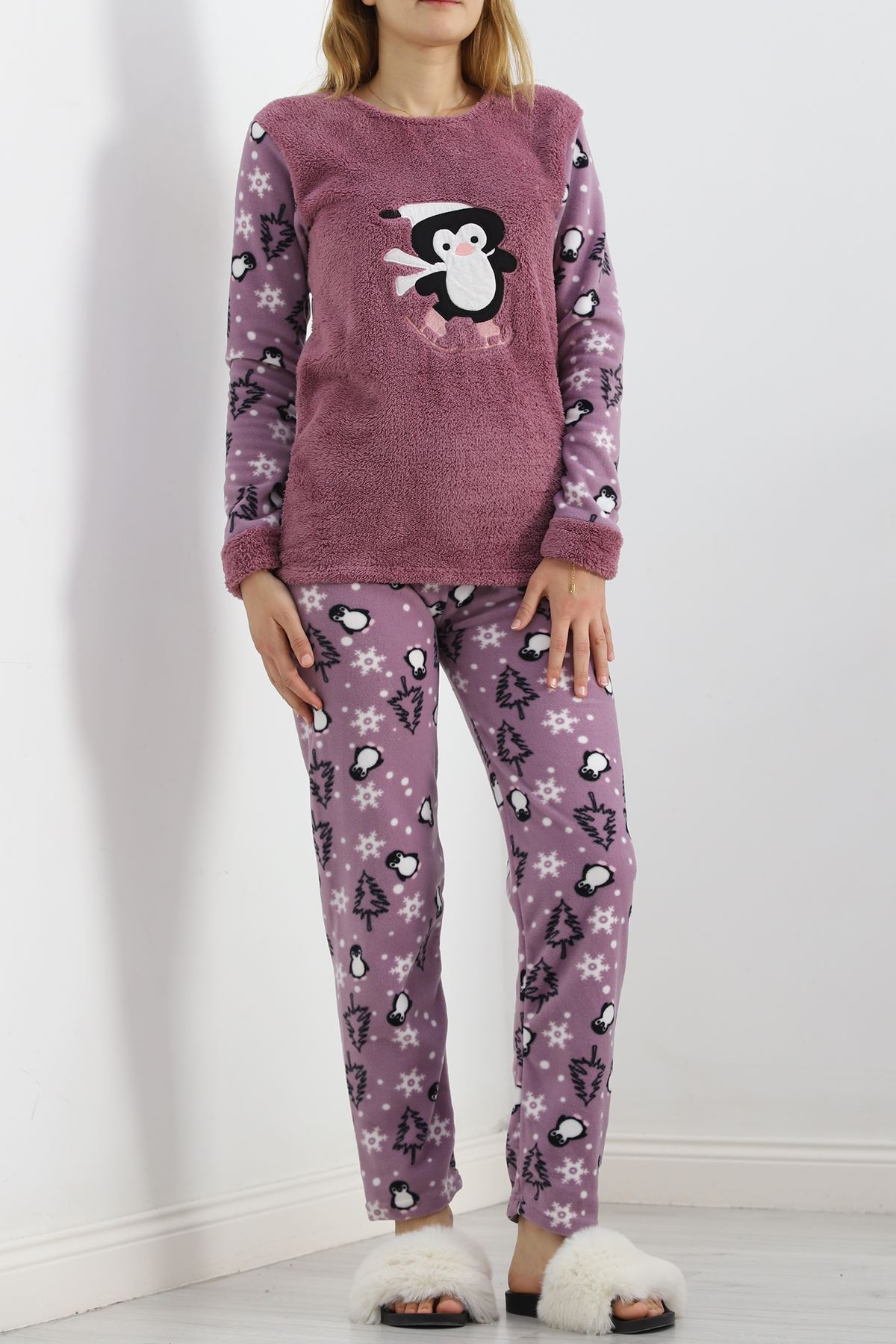 Peluş Polar Pijama Takımı Lila - 19178.1050.