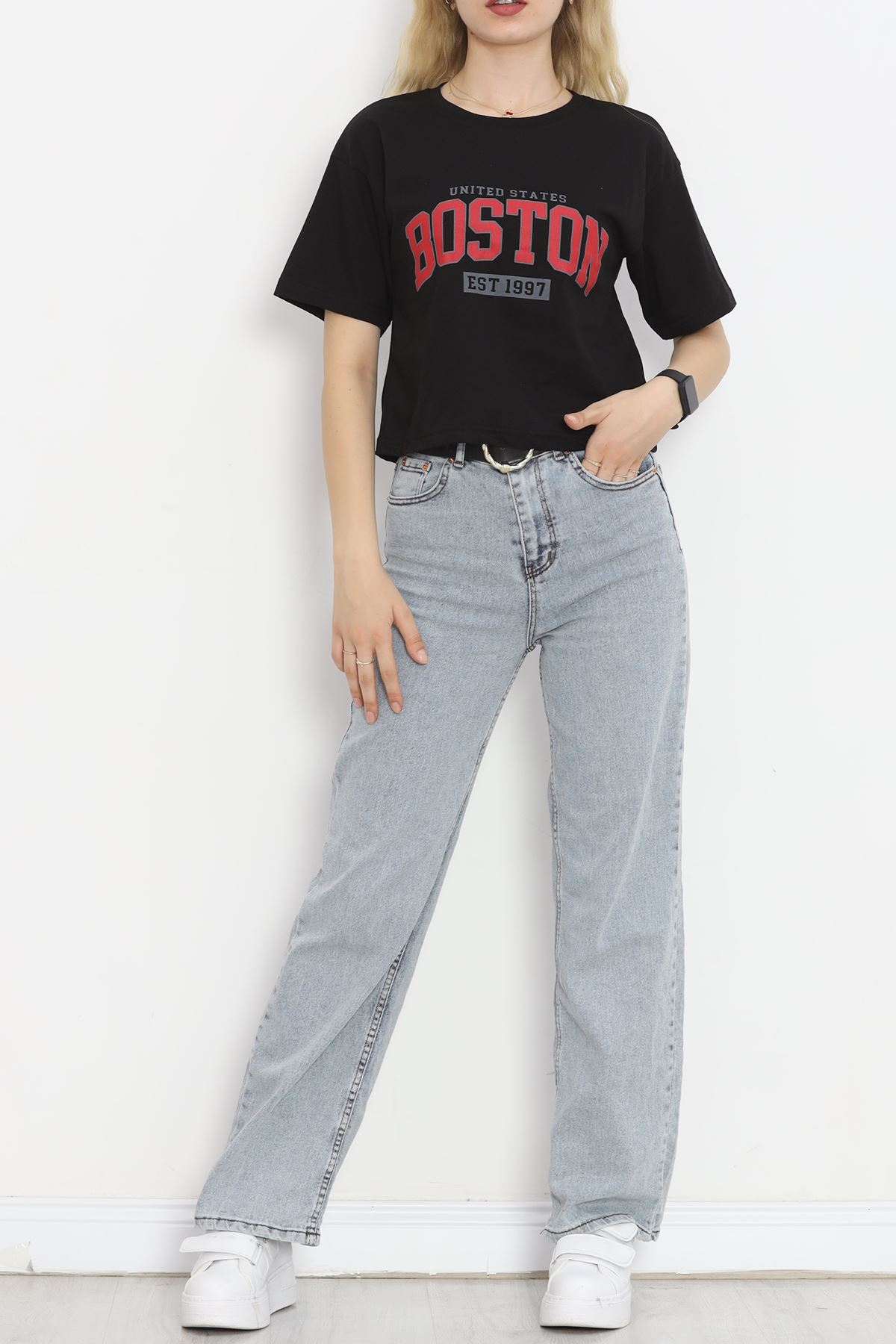 Printed Crop T-shirt Black - 16473.1567.