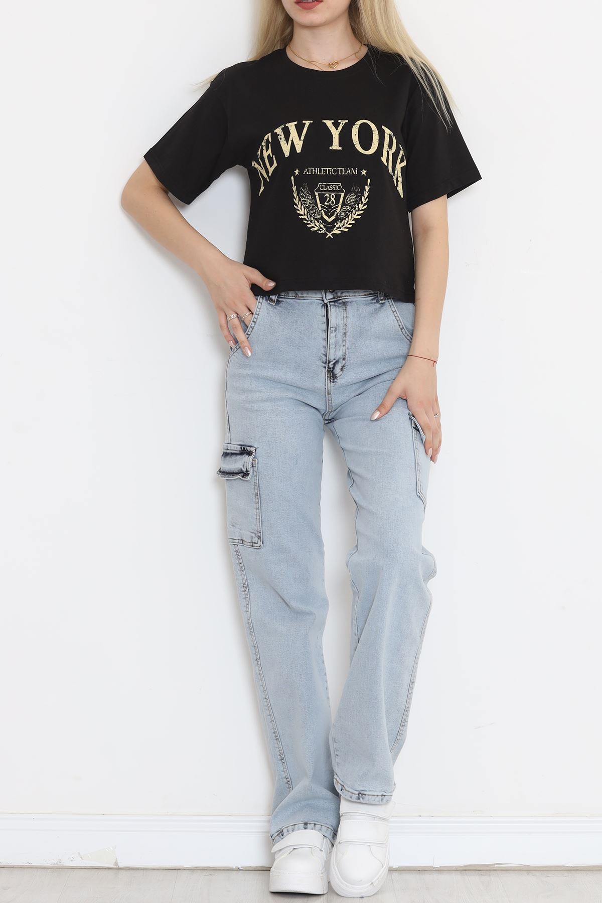 Printed Crop T-shirt Black - 16471.1567.