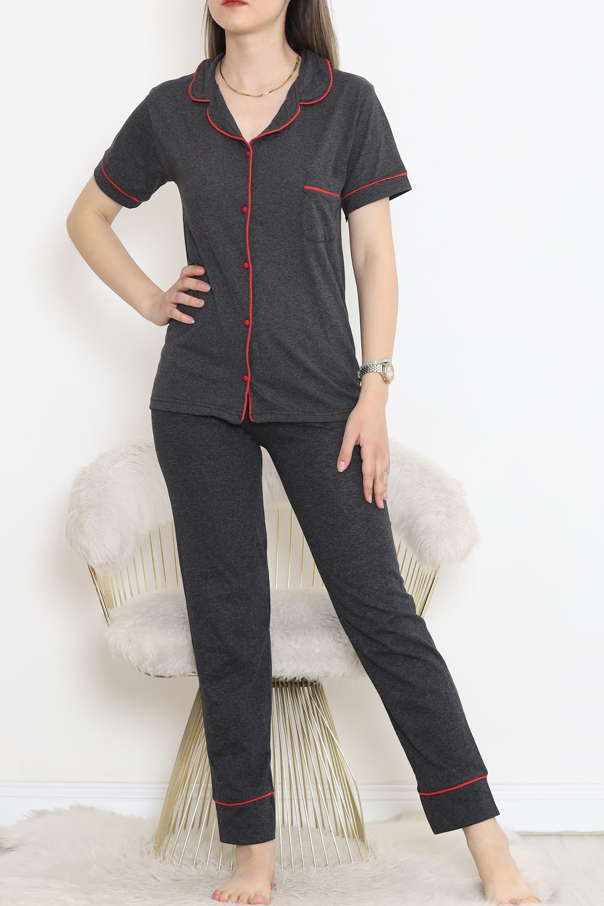 Pajama Set Anthracite with Front Pocket - 11404.1048.