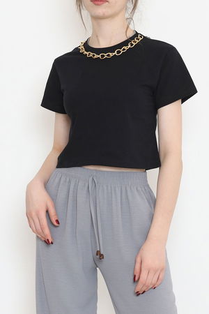 Chain Crop T-shirt Black - 673.1247.