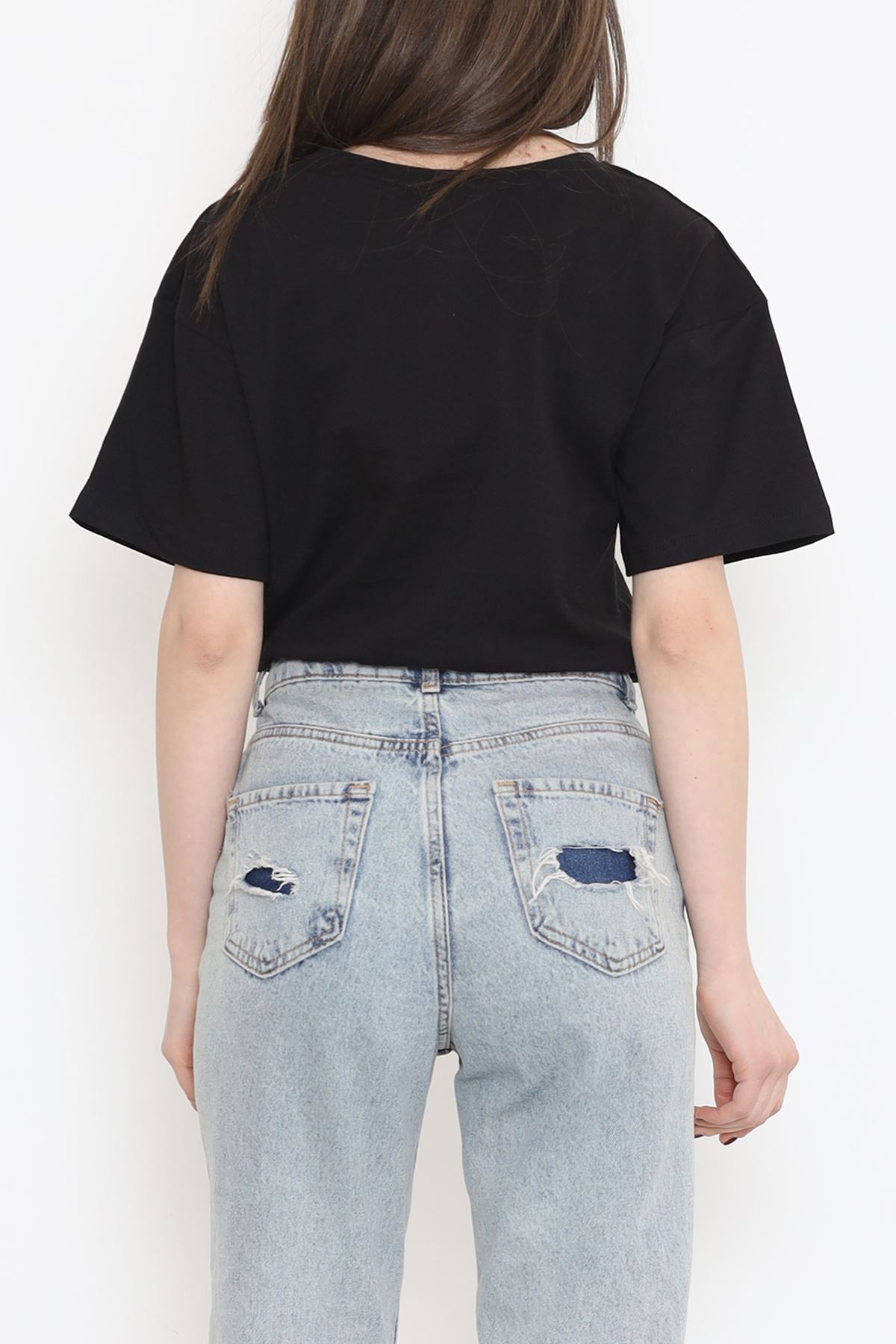 Crop T-shirt with Elastic Waistband Black - 16550.1567.