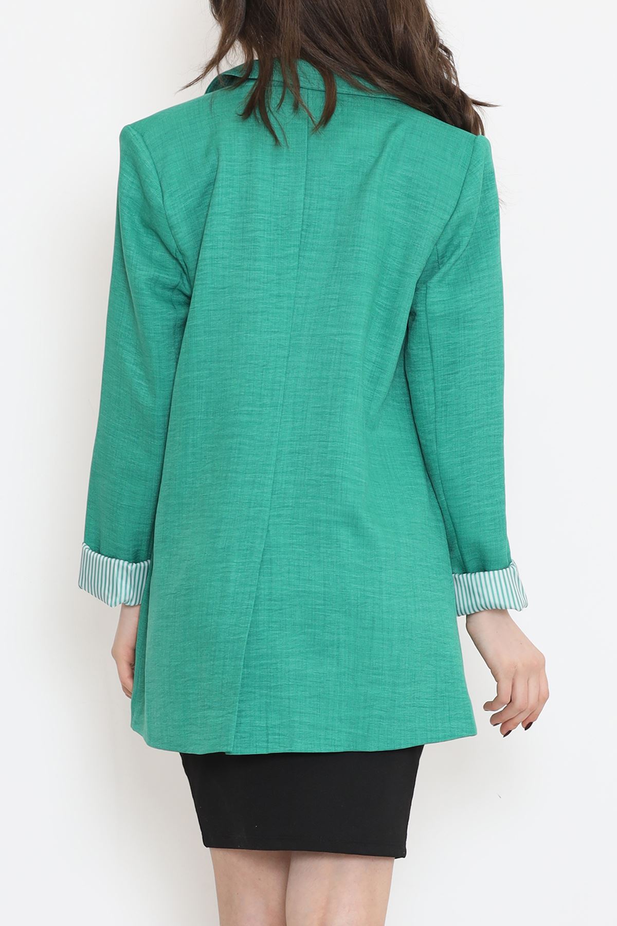 Sleeve Lining Striped Jacket Green - 18299.1322.