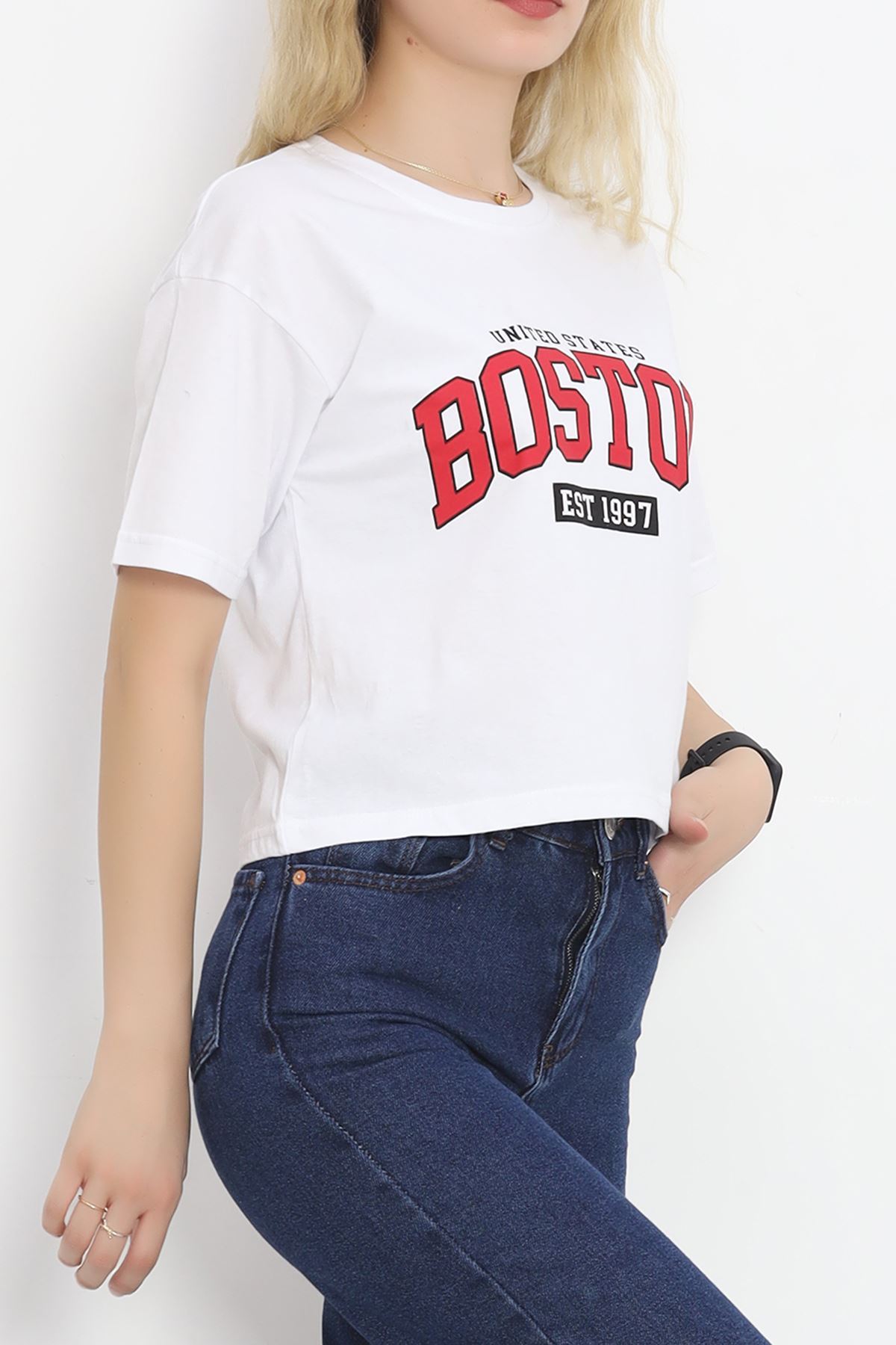 Printed Crop T-shirt White - 16473.1567.