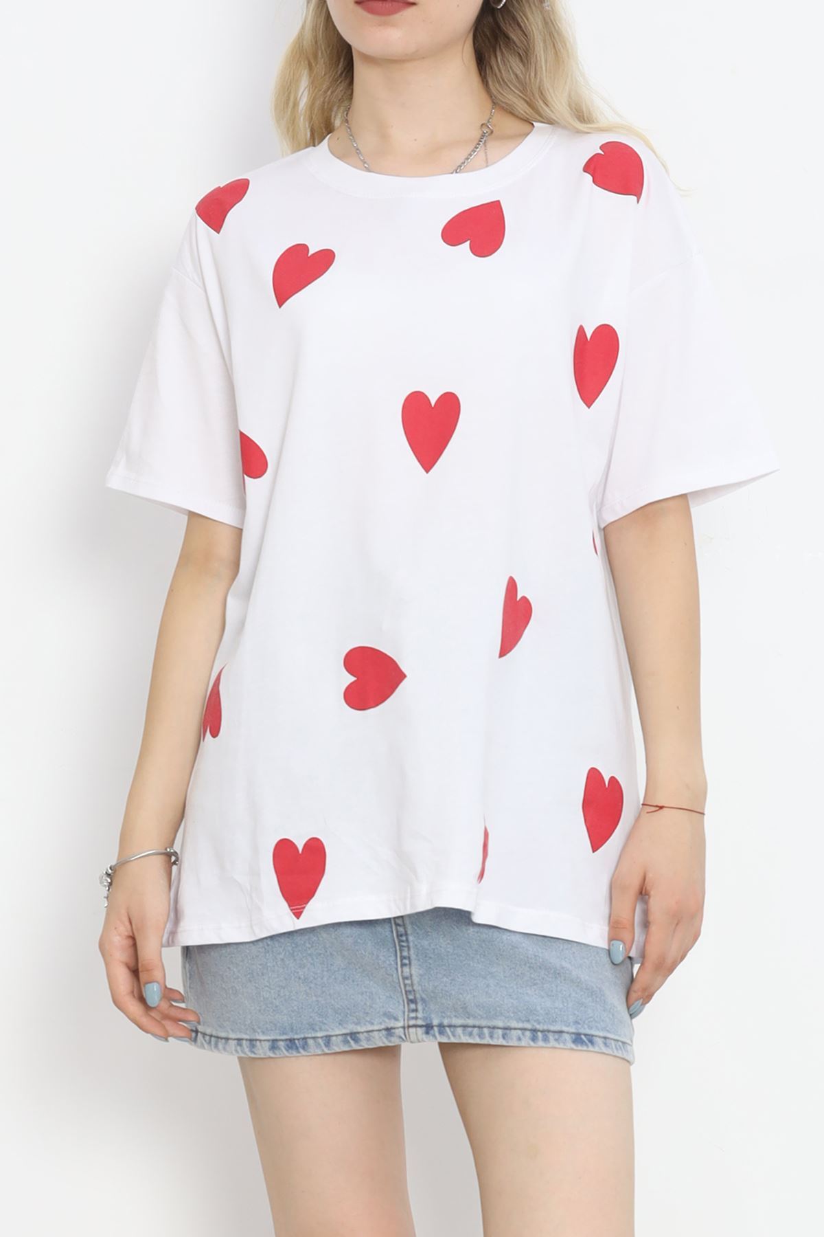 Heart Printed T-shirt White - 18861.1005.