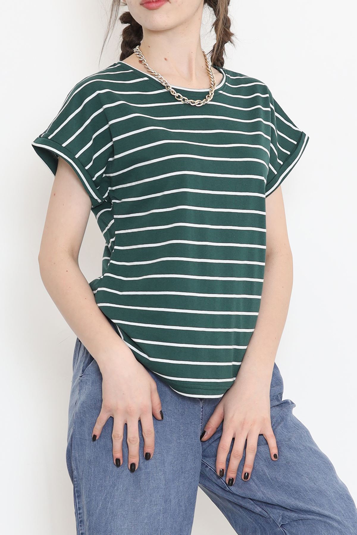 Single jersey striped duplex t-shirt Emerald - 15918.1567.