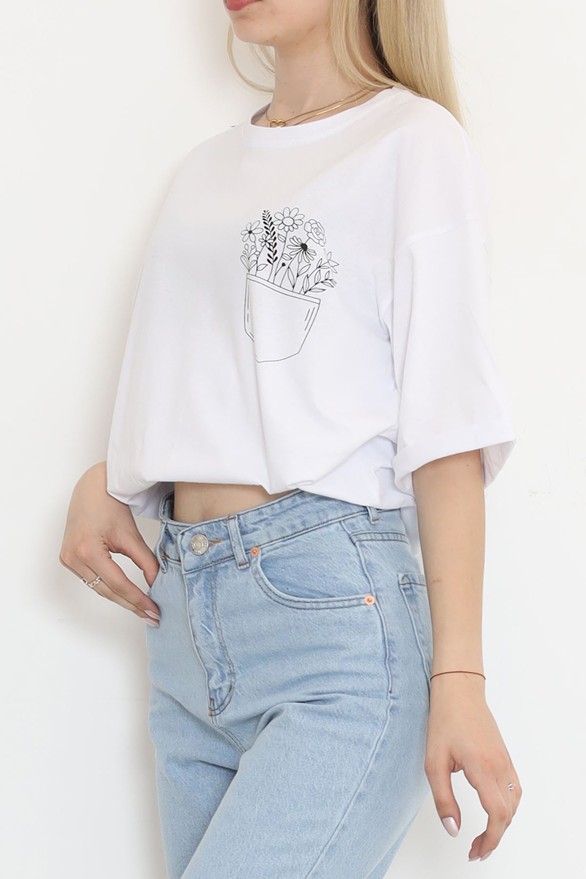 Printed Double Sleeve T-shirt White - 18283.1567.