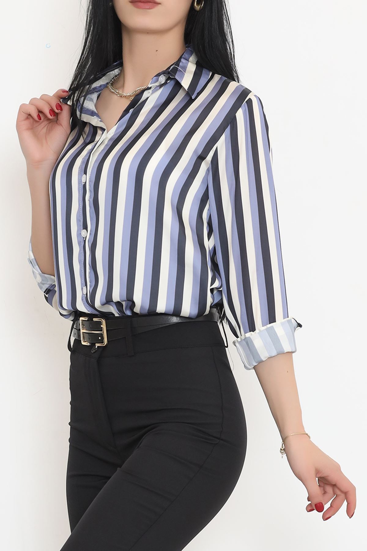 Striped Satin Shirt Morbeige - 909.1247.