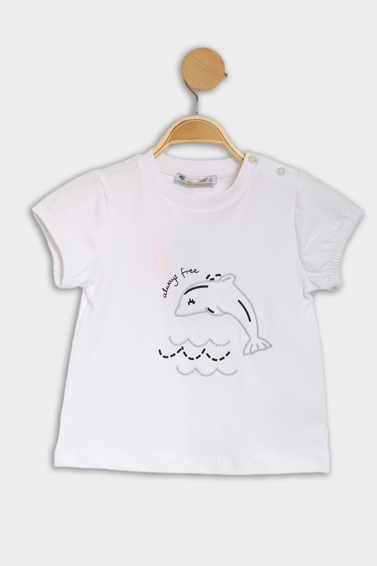 1-4 Years Embroidered T-shirt White-Silver - 524421.1576.