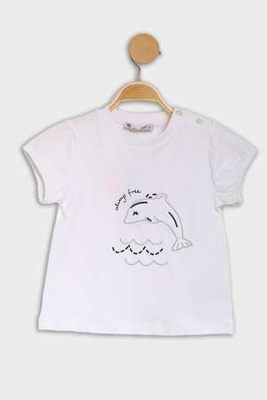 1-4 Years Embroidered T-shirt White-Silver - 524421.1576.