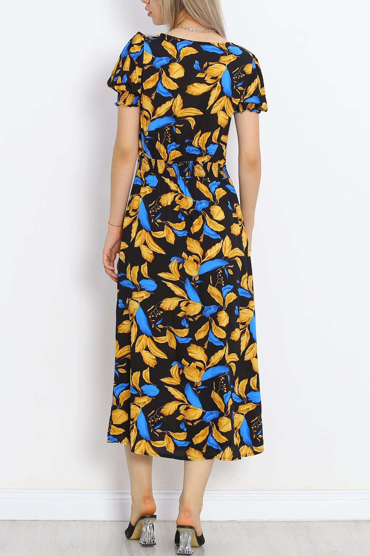 Kiss Neck Dress Black and Yellow - 696.1247.