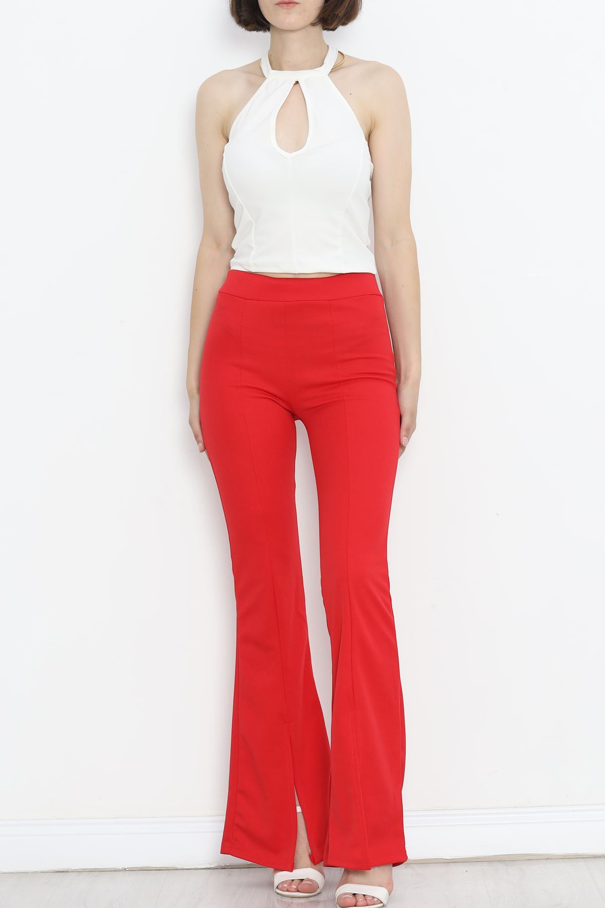 Slit Flared Trousers Red - 16702.1355.