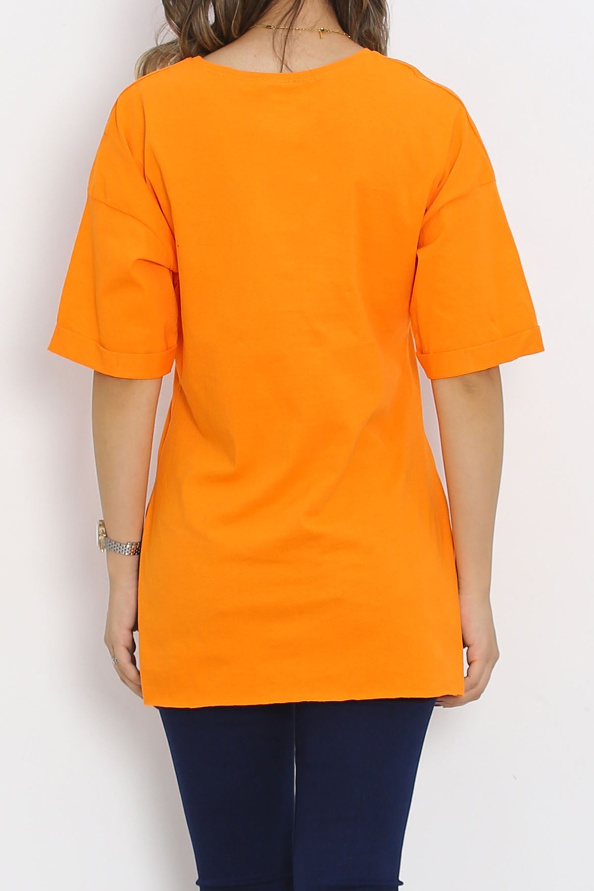 Printed Double Sleeve T-Shirt Orange - 16560.1567.