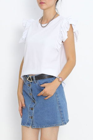 Ruffle Sleeve T-shirt White - 15876.1567.