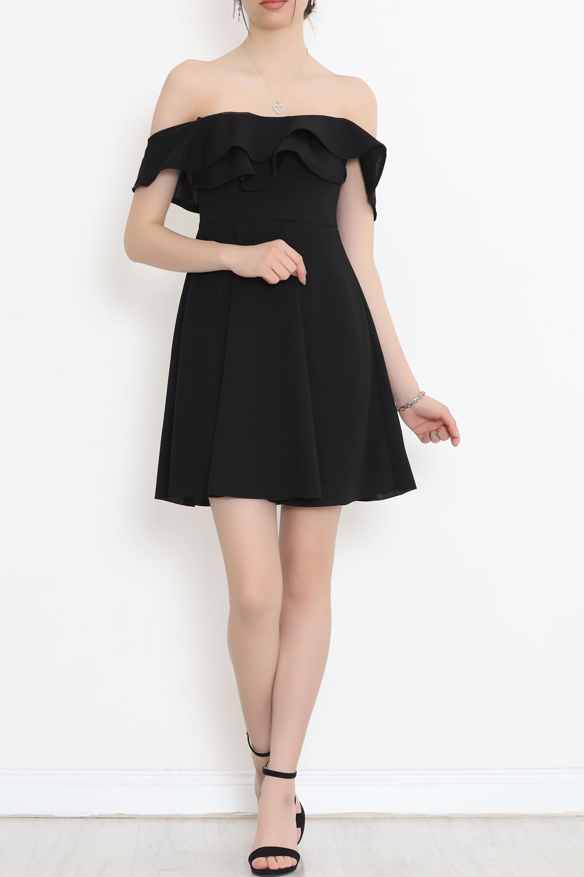 Tulle Collar Ruffle Dress Black - 58838.1592.