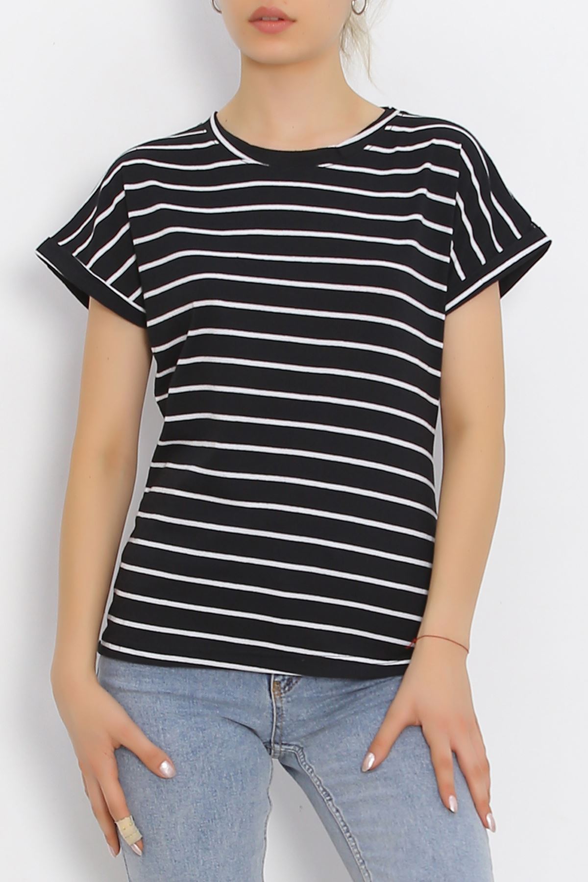 Single Jersey Striped Duplex T-Shirt Black - 15918.1567.