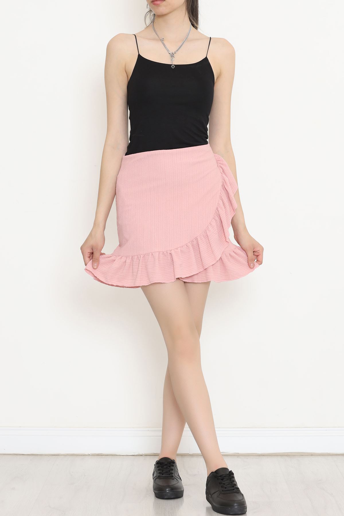 Ruffled Asymmetric Cut Mini Skirt Rose Crocus - 16558.631.