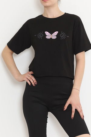 Printed Crop T-shirt Black - 16478.1567.