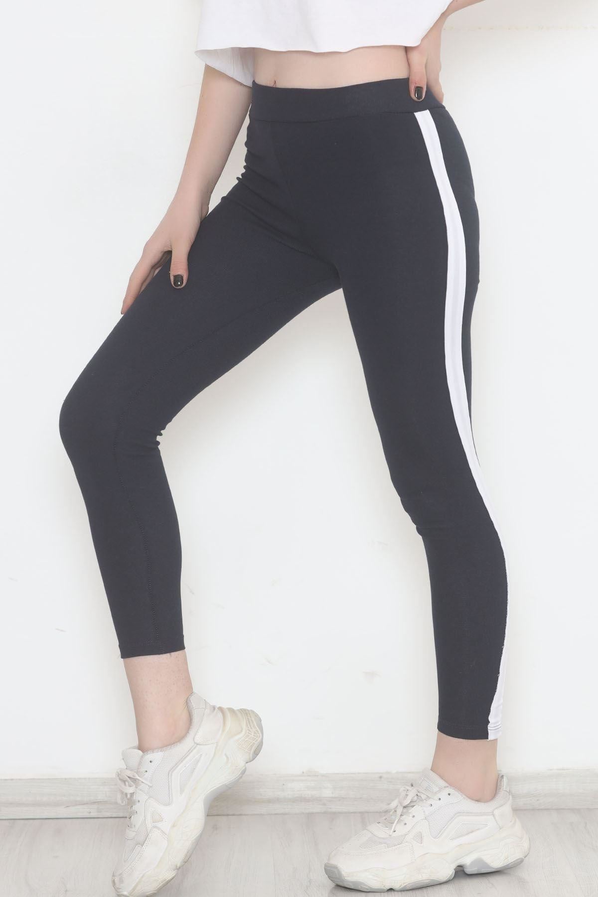 Single Stripe Ribbed Leggings Navy White - 10293.1567.