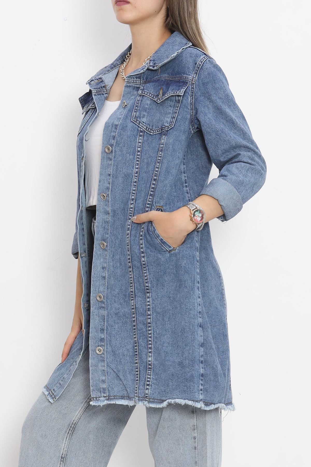 Long Denim Jacket Blue - 20369.1778.