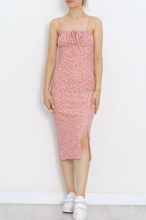 Strappy Patterned Dress White Pink - 650.1247.