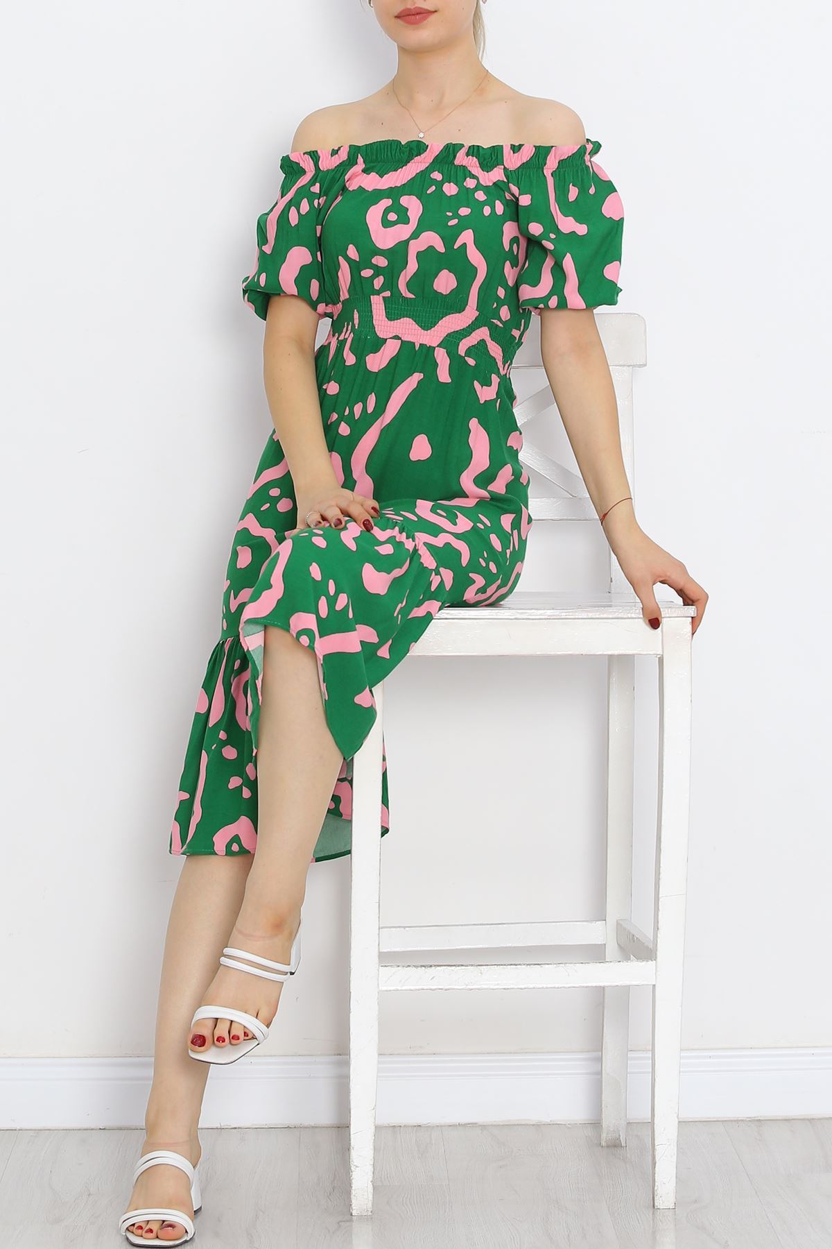 Madonna Collar Dress Green Pink - 18935.1247.