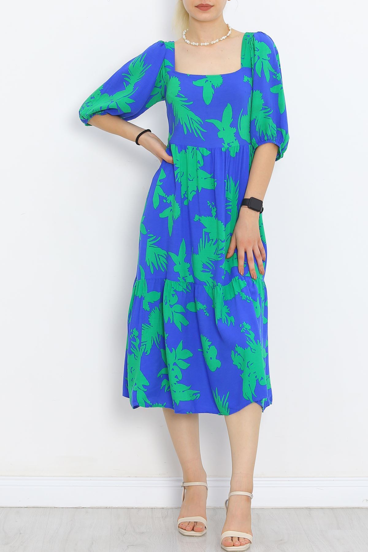 Square Neck Dress Saksy Green - 958.1247.