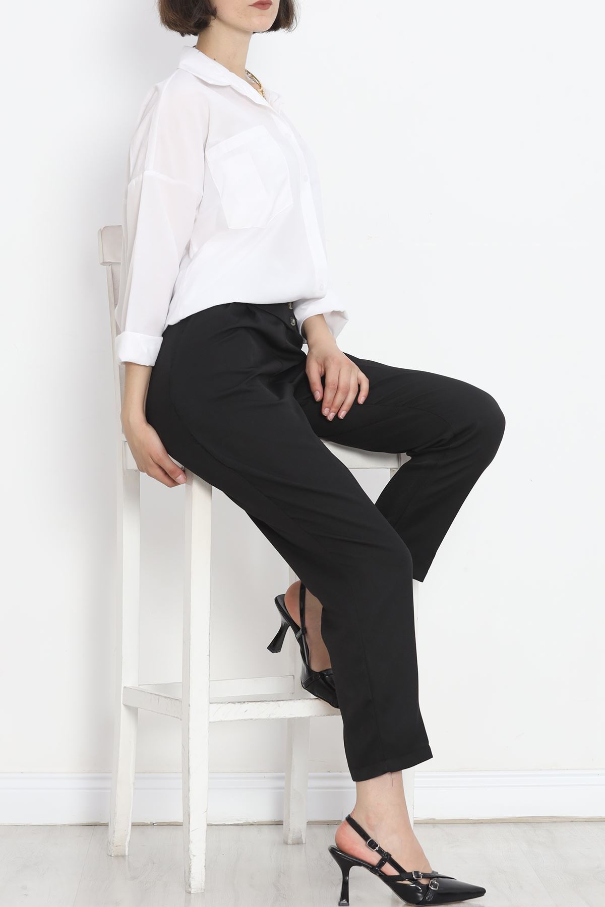 Buttoned Pocket Detailed Pants Black - 20721.683.