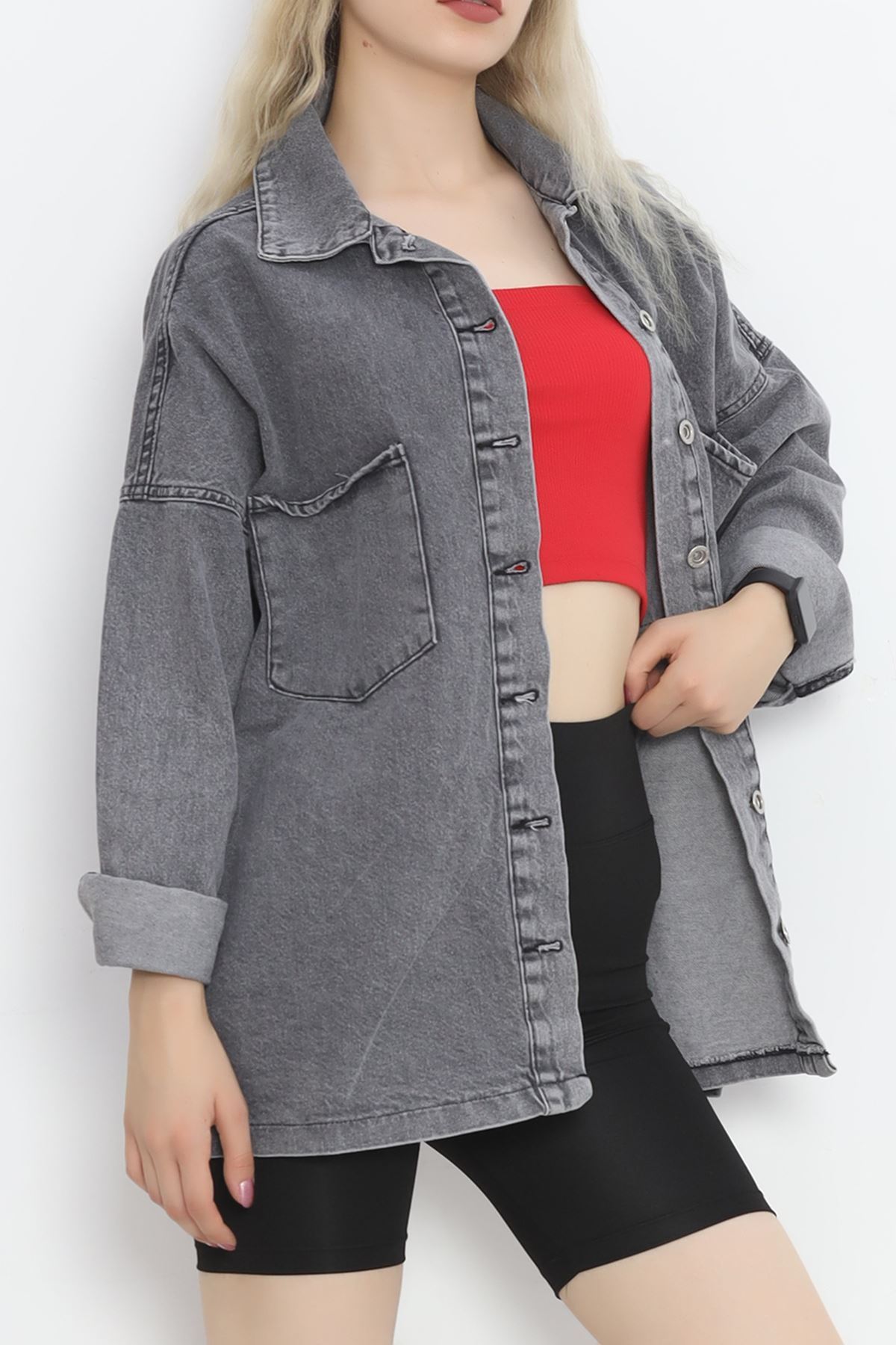 Denim Shirt Anthracite with Front Pocket - 16699.1778.