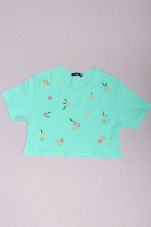 10-16 Years Embroidered Kids T-Shirt Mint - 18075.1567.