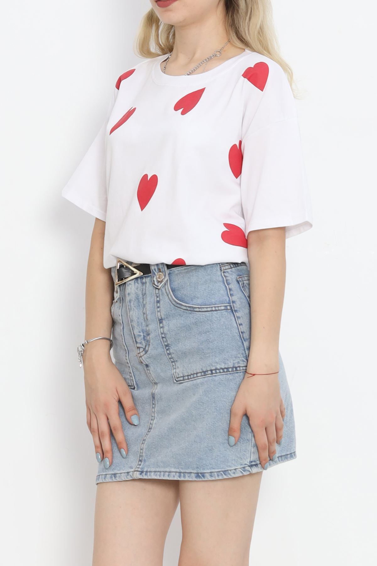 Heart Printed T-shirt White - 18861.1005.