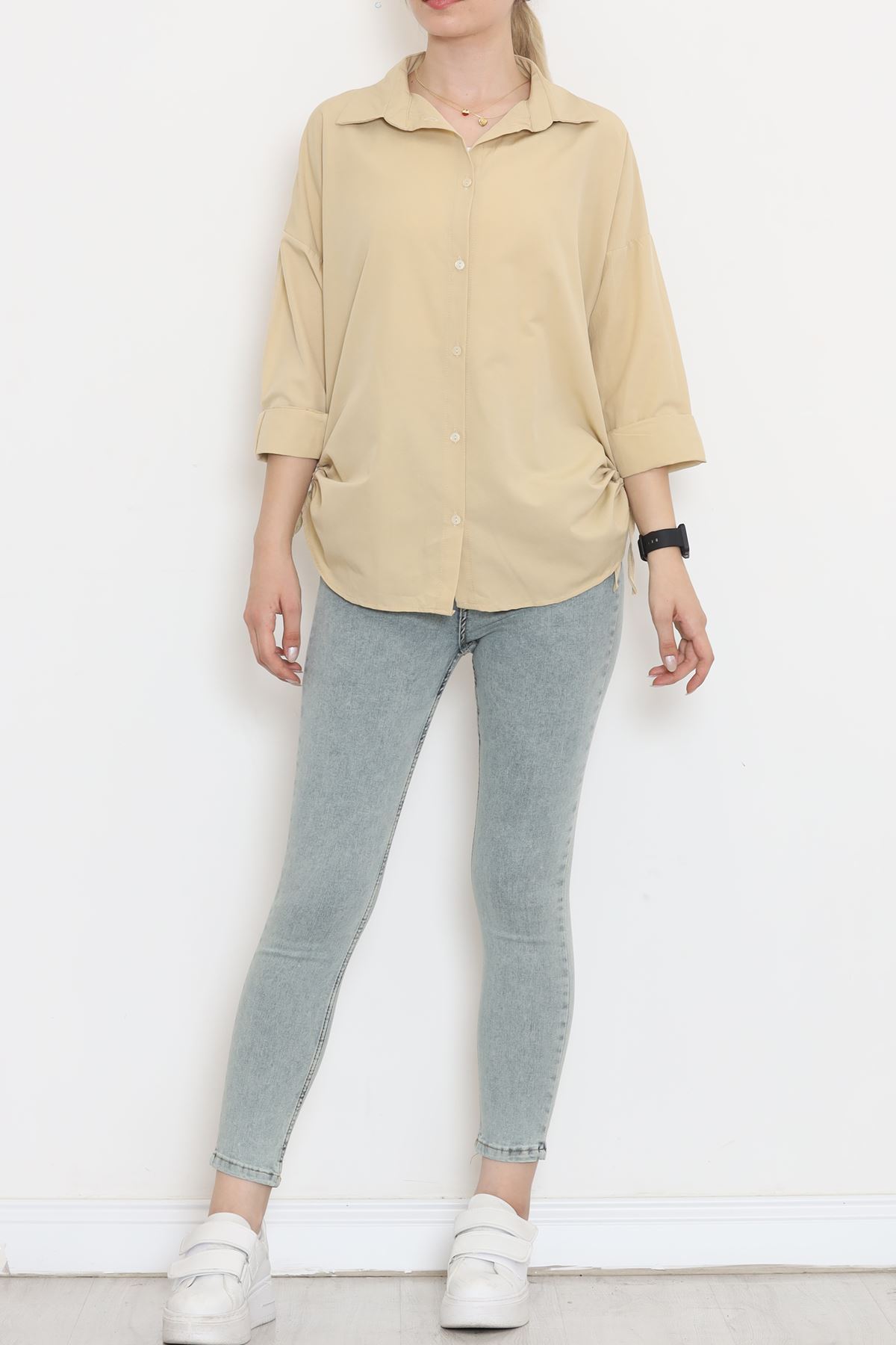 Shirred Shirt Beige1 - 16654.1775.