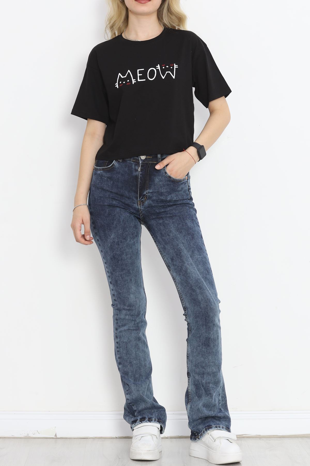 Printed Crop T-shirt Black - 16475.1567.